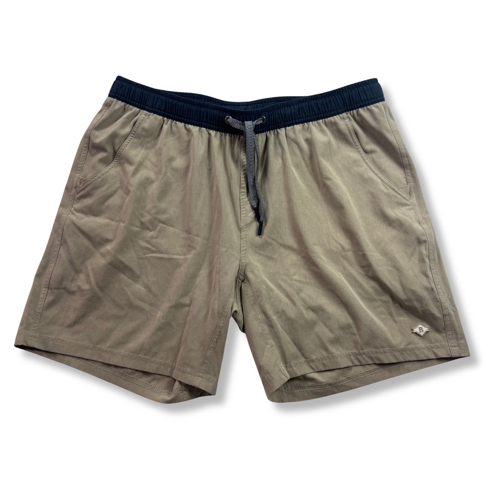 Burlebo Performance Shorts 4-Way Stretch Lined Active Outdoor Mens Tan Large L